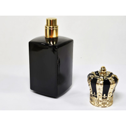 Butelka szklana perfumeryjna Premium BLACK KING czarna 50 ml z atomizerem i nasadką ozdobną BLACK S003B, zakręcana